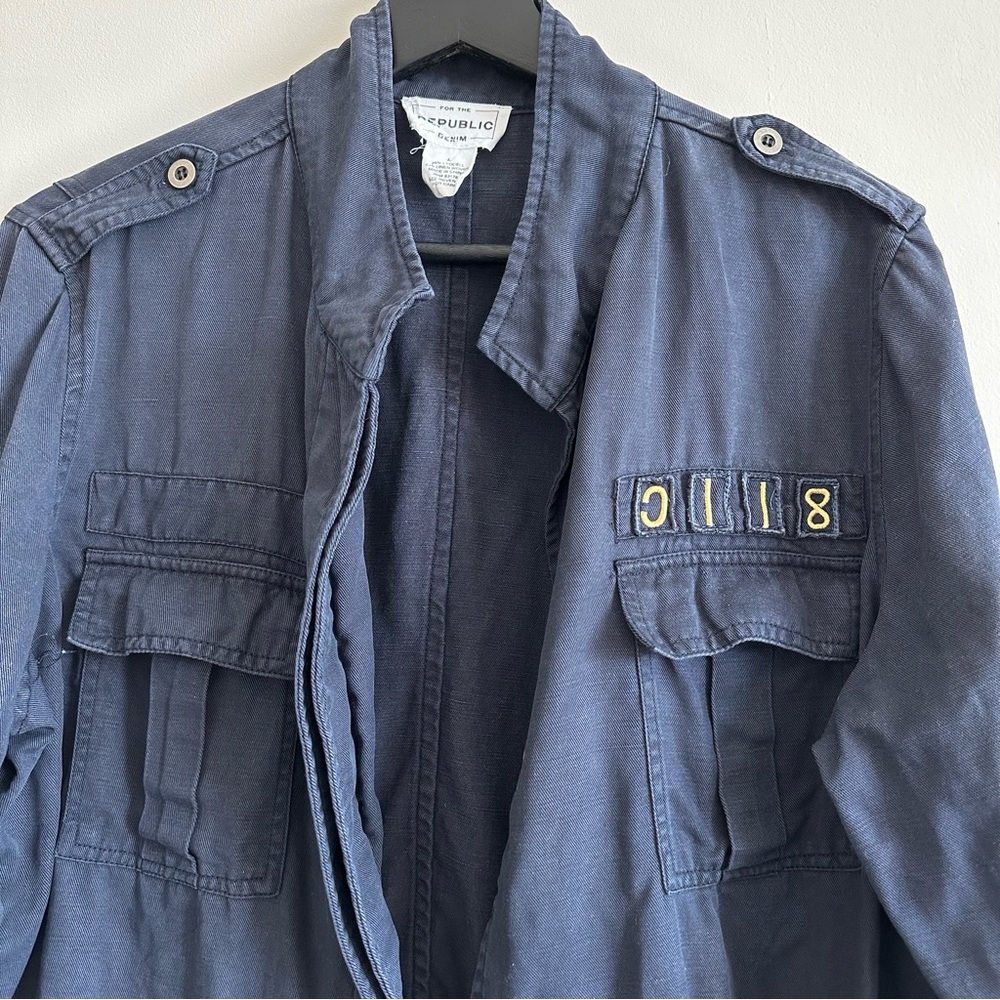 For the Republic Denim Military Style Patchwork Jacket